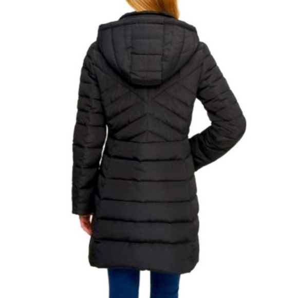 Kenneth Cole Reaction Long Down Quilted Puffer Winter Coat Hooded Women's XXL - Picture 2 of 10